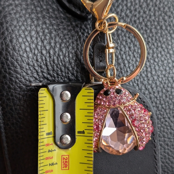 Pink Crystal Ladybug Bag Charm Keychain Rhinestones - Picture 3 of 3